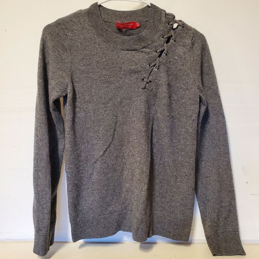 Philanthropy Womens Medium Sweater Wool Cashmere Blend Gray Long‎ Sleeve